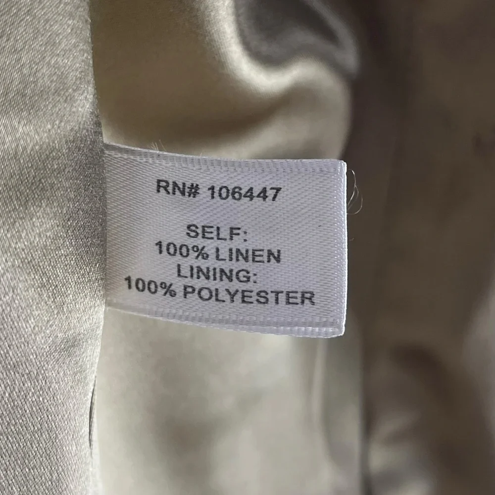 Boston Proper Linen Jacket 3/4‎ Sleeve Blazer Metallic Gold Brown Beaded Sz 10